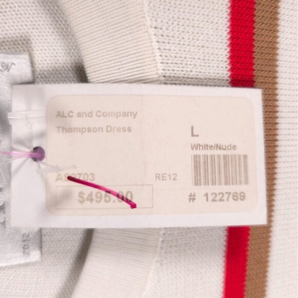 NWT A.L.C. Thompson Dress Rayon Knit Short Sleeve Crew Nk Bodycon Striped LARGE - Picture 10 of 10